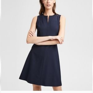 Theory Miyani Wool Stretch Sleeveless A-Line Navy Dress - size 2
